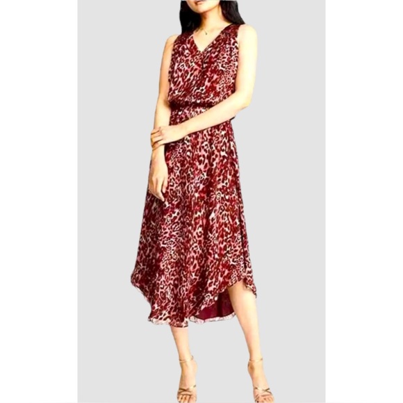 RAMY BROOK | $495 Moe Leopard Printed Midi Silk Dress in Clay Combo, Size Small - Picture 1 of 8